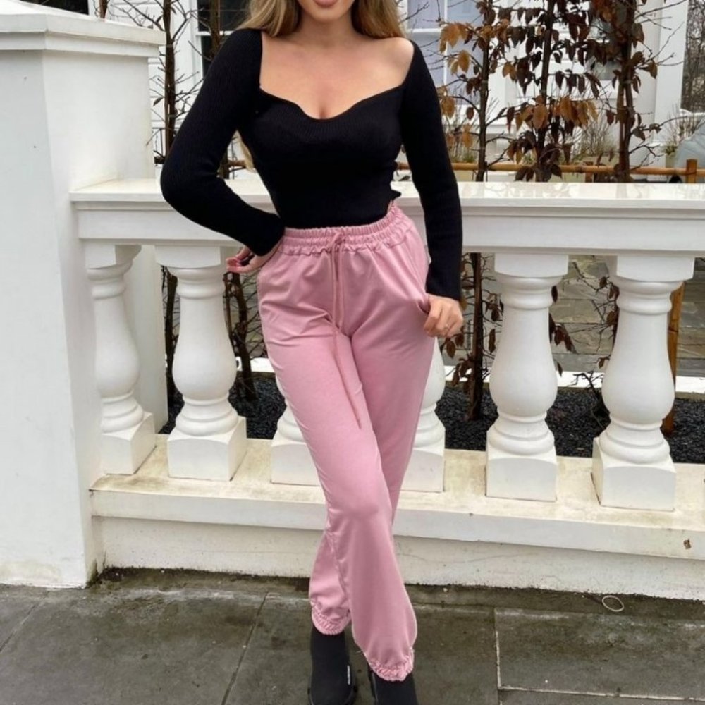 Pink High Waist Loose Fit Joggers Jogger Pants - Picture 5 of 10